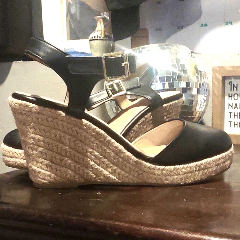 Cute Black espadrille wedges